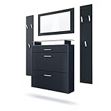 Vladon Garderobe Malea, Garderobenset bestehend aus 1 Hängeschuhschrank, 1 Wandspiegel und 2...