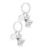 YANGWEN 2 Pcs Schlüsselanhänger WC Toilette Klo, Mini Schlüsselanhänger Lustiger...