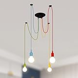 Lightess Pendelleuchte Spinne 4-Flamming Bunt Kronleuchter Kinder Deckenlampe E27 Hängeleuchte für...