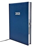 2025 Buchkalender Chefplaner A5 1 Tag 1 Seite auch sonntags blau metallic