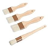 Milisten 4 Stück Teiliges Basting mit Holzgriff Hochtemperaturbeständige Wollbürsten für Grill...