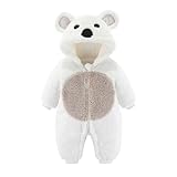 Baby Fleece-Overall im niedlichen Bären-Design - Warmer Strampler mit Kapuze für Herbst und Winter...