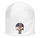 Beanie, Motiv: Flagge der Vereinigten Staaten von Amerika, Unisex, dünne Baumwolle, dehnbar, Weiß