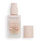 Makeup Revolution, Skin Silk Serum Foundation, Light to Medium Coverage, Contains Hyaluronic Acid,...