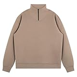 WAZHAKU Sweatshirt Herren Ohne Kapuze Langarm Oversize 1/4 Zip Sweater Pulli Freizeitshirt Leichte...