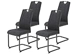 Hela Tische, 4er Set Britta Esszimmerstuhl, Schwingstuhl, Webstoff Mikrofaser, Anthrazit,...