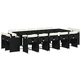 vidaXL 15er Set Gartenmöbel mit Kissen, schwarz, Rattan PE, Gartenmöbel, Terrassenmöbel,...