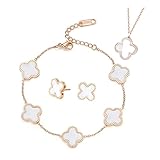 TOFBS Vierblättriges Kleeblatt Schmuckset für Damen und Mädchen 18K Roségold Plattiert Edelstahl...