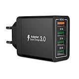 USB Ladegerät, 33W QC 3.0 USB Netzteil High-Speed ladeadapter, 4 Port Schnellladegerät Mehrfach...