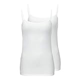 Schiesser Damen Spaghettitop (2er Pack) Unterhemd, Weiß (weiss 100), 42