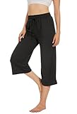 Fourindo Jogginghose Damen Sporthose Damen 3/4 Weites Bein Yogahose mit Taschen Leicht Bequeme...