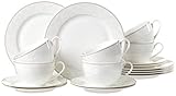 Ritzenhoff & Breker Kaffeeservice Isabella, 18-teilig, Fine-China-Porzellangeschirr, Weiß mit...