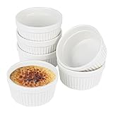 PYserne 6 Stück Creme Bbrulee Schälchen, 200ml Souffle Förmchen aus Porzellan 9 cm Mini...