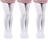 EVERSWE 3-Pack Girls Microfiber Tights Multiple Colors (white, 8-10)