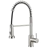 Wasserhahn Küche 2 Modi, Küchenarmatur mit Brause Ausziehbar Edelstahl 304 Spiralfederarmatur...