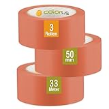 Colorus 3 x PVC Putzerband PLUS | Schutzband 50 mm 33 m orange glatt | PVC Abklebeband für glatte...