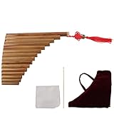 Panflöte G-Taste, Chinesisches Traditionelles Musikinstrument, 15 Pfeifen, Braune Panflöte für...