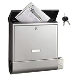 BURG-WÄCHTER Briefkasten mit Zeitungsfach und Namensschild, Rostfreier Edelstahl, Einwurf-Format...