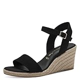 Tamaris Damen Komfort Sandalen Keil 1-28300-42 Schwarz, Groesse:38 EU