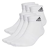 adidas Unisex Thin and Light Sportswear Ankle Socks 6 Pairs, White/Black, 6.5-8