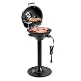 COSTWAY Elektrogrill 1600W freistehend, Standgrill mit 2-Zonen Grillplatte, Elektrischer BBQ Grill...