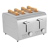 Toaster 4 Scheiben, 1500W Automatik-Toaster mit Abschaltautomatik, Aufwärm und Defrosterfunktion, 7...