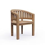 KMH Teak Gartensessel Banana Gartenstuhl Holz Stuhl mit Armlehne aus Teakholz - Stabiler Stuhl aus...