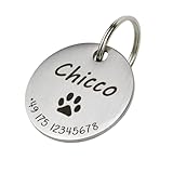 Hundemarke mit Gravur - Personalisiert mit Name - ⌀23mm - Namensschild für Halsband - Dog Tag -...