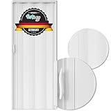 Portango Falttür weiß aus PVC Kunststoff für Innen & Außen Komplettset I faltbare Schiebetür...