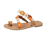 QKNTKF Gladiator-Sandalen für Damen, flache Sandalen, lässig, Riemchen, römische Sandalen,...