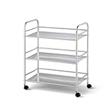 CLIPOP Edelstahl Servierwagen, Rollwagen mit 3 Ebenen Kapazität 150 kg Edelstahlwagen mit Rollen...