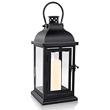 Laterne Grablaterne Friedhof Wetterfest für Draußen, 27cm Schwarz Metall Laternen, Dekorative...