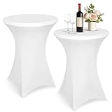 Druuzyl 2er-Set Stretch Stehtisch Husse, Spannbare Tischdecke für Stehtisch 80x110 cm, Stretch...
