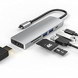 Redstar24 USB C HUB 6 in 1 Adapter Multiport USB C mit HDMI 4K, USB 3.0, SD/TF Kartenleser Micro SD...