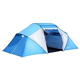 Outsunny Campingzelt Familienzelt Tunnelzelt mit 2 Schlafkabinen 4-6 Personen Blau L430 x B240 x...
