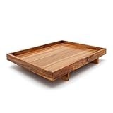 Bredemeijer großes braunes Holz-Tablett 40 x 30 cm mit Standfüßen - Serviertablett aus edlem...