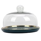 HINTRMENT Kuchenständer Tortenplatte Keramik mit Glasglocke 10 Zoll Multifunktionaler Obst und...