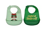 Pearhead Christmas Baby and Toddler Bib Set, Holiday Baby Gifts, Silicone Toddler Bibs with Food...