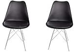 SAM 2er Set Schalenstuhl Lerche, Sitzschale schwarz, integriertes Kunstleder-Sitzkissen, Stuhl mit...