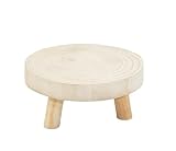 Spetebo Baumscheibe Pflanzenständer natur rund - 20 cm / klein - Holz Blumenhocker mit 3 Füßen -...