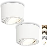 GeyouLux LED Aufbauspot Dimmbar Weiß - Extra Flach 30° Schwenkbar Ø80x50mm Deckenspots - 5W 500LM...