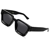 SHEEN KELLY Retro dicke rechteckige klobige Sonnenbrille für Frauen Männer trendy klassisch...