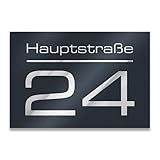 Metzler Hausnummer in Anthrazit - Hausnummernschild mit Gravur - Straßenname, Name und...