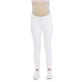 Savi Parker Damen Umstandsjeans über dem Bauch Bund mit Gürtelschlaufen, Weiss/opulenter Garten,...