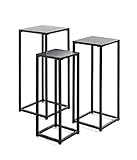 Haku-Möbel Möbel Blumensäule 3er Set, Metall, schwarz, T B 22/26/30 x H 61/66/71 cm, 25559, T...