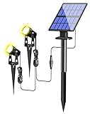 FLOWood Solar Gartenleuchte, 2 in 1 Solarstrahler Solarlampen für Garten, Aluminium-Werkstoffe...