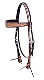 BLACK HOOF Stirnband aus amerikanischem Leder, mit Blumenmuster, zweifarbig, Barrel Racing