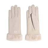 Feelorna Frauen Winterhandschuhe, 360° Winddichte Plüsch Manschette Thermische Touchscreen...