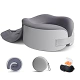 Nackenkissen Flugzeug - Memory Foam Reisekissen mit Kapuze, Verstellbares Ergonomisches...