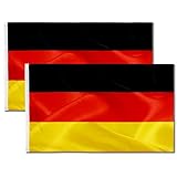2 Stück Deutschland Fahne | Flagge Deutschland | Wetterfeste Deutsche Flagge mit Messing-Ösen |...